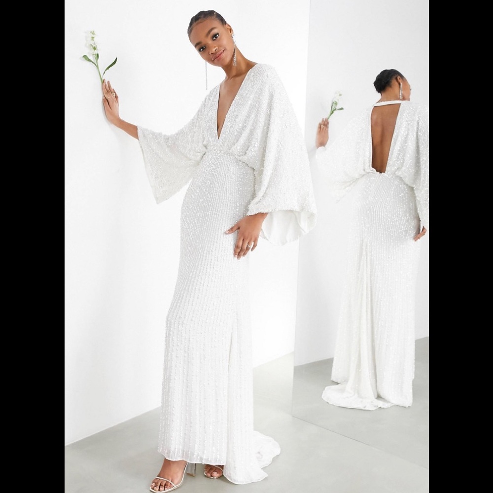 ASOS EDITION Ciara sequin
kimono sleeve wedding dress